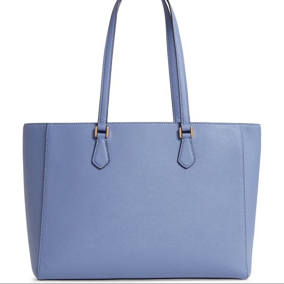 Tory Burch Robinson Saffiano Leather Tote Bluewood - Picture 2 of 11